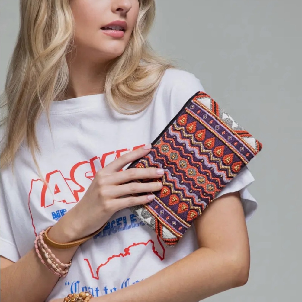 Southwest  Handmade Ethnic Patterned Clutch NWT - Picture 6 of 12